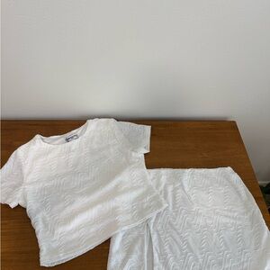 Princess Polly White Textured Skirt Set